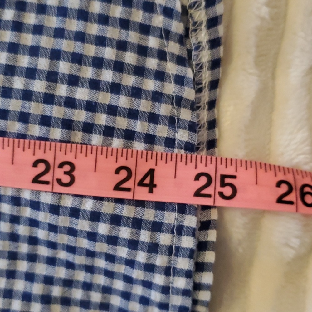 Duffield Lane Button Down Blouse, Gingham, Blue & White Size M - Picture 11 of 12